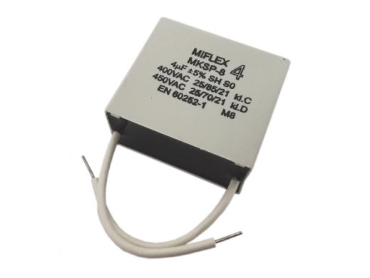 Kondensator rozruchowy 4uf 400V MKSP-8  prostokąt Miflex