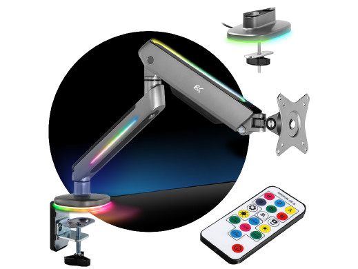 Uchwyt do monitora gamingowy NanoRS, podświetlenie LED RGB, 17-32", max. 9kg, VESA 75x75 / 100x100, RS165