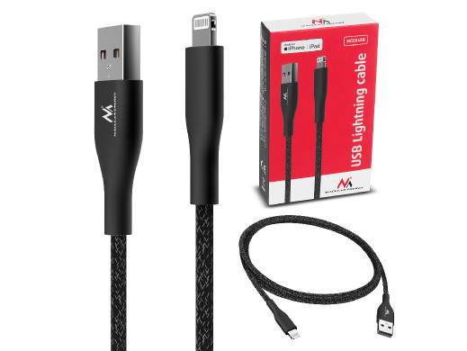 Kabel USB lightning MFi Apple (Made for iPhone / iPod / iPad) Maclean, 2.4A, 1m, czarny, MCE845B