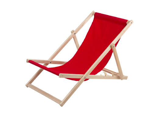 Leżak plażowy, drewniany czerwony