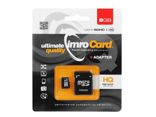 Karta pamięci 8Gb  microSDHC class 10 z adapterem Imro
