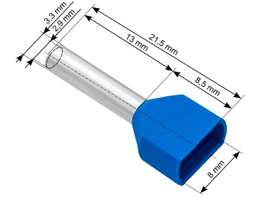 Konektor 2x 2,5mm/13 na zakończenie kabla izolowany niebieski 