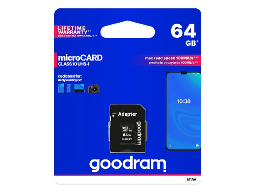 Karta pamięci 64GB microSD z adapterem klass 10 Goodram