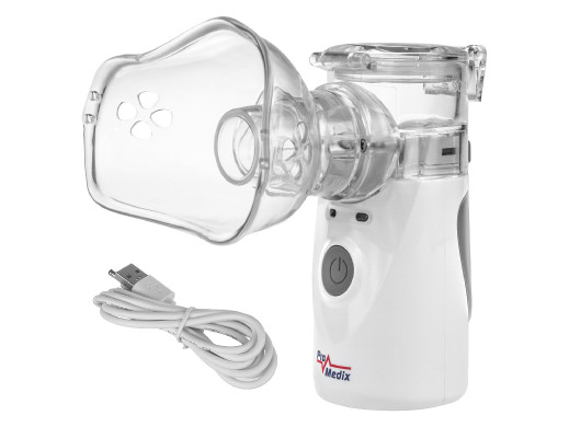 Przenośny / podręczny bezprzewodowy inhalator nebulizator Promedix, zestaw, maski, PR-835