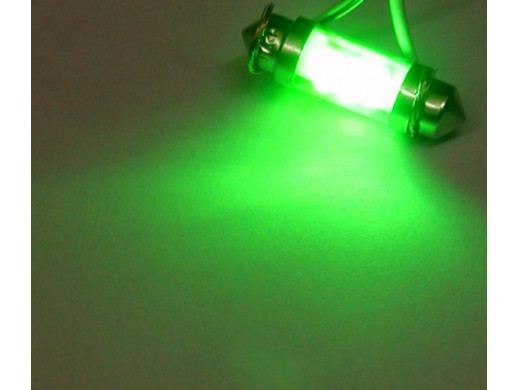 Żarówka LED walcowa C5W 36mm zielona 12V FT10X36-6G