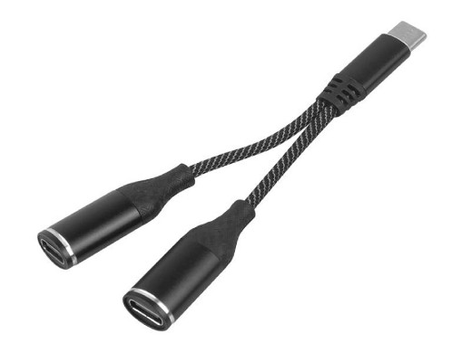 Adapter wtyk USB typ-C - 2 gniazda USB C ładowanie + audio 2 in1 SX-02