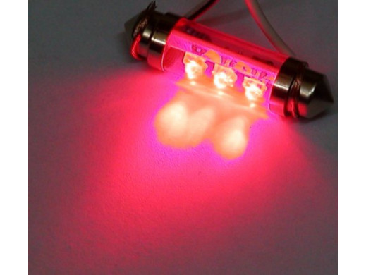 Żarówka LED walcowa C5W 42mm czerwona 12V T10X42-6R