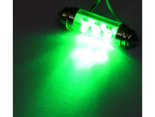 Żarówka LED walcowa C5W 42mm zielona 12V FT10X42-6G