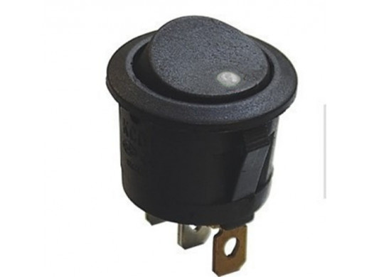 Przełącznik klawiszowy podświetlany 2 pozycje 3 pin okrągły 12V LED kropka biała fi-20mm 12V 20A IRS101E-8