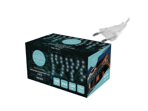 Girlanda świetlna ML50Z 100 sopli 500 Led 15m zimne białe IP44
