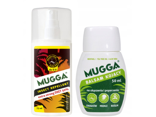 Mugga Strong 50% Deet na komary kleszcze + Balsam Mugga