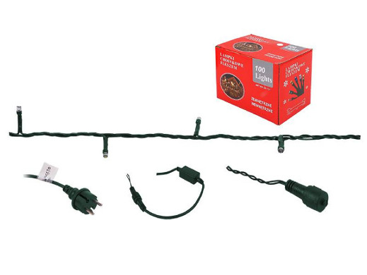 Lampki choinkowe 100 LED zimny biały+ flash biały 8,5m ze sterownikiem IP20