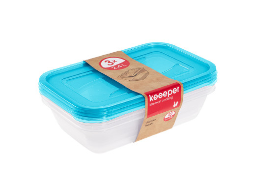 Zestaw 3 pojemników na żywność 2,4l. świeży niebieski fredo fresh Keeeper
