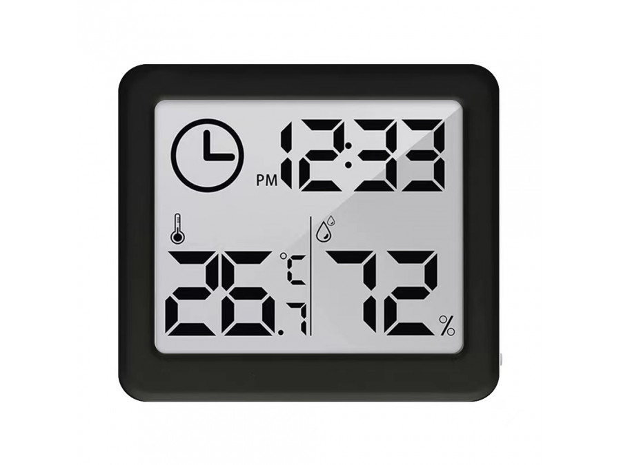 Termometr/higrometr z funkcją zegara, GreenBlue, czarny,GB384B