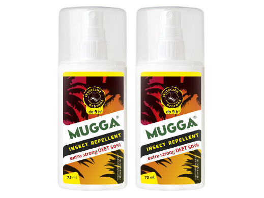 ZESTAW 2X MUGGA STRONG SPRAY 50% DEET NA KOMARY