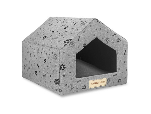 Legowisko gąbka domek kości czarne 50x40 cm h38cm Kingdog