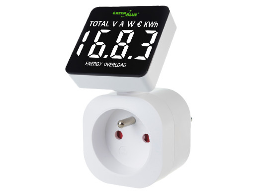 Miernik energii GreenBlue, watomierz, 16A, max. 3680W, podtrz.pamięci, GB620 E
