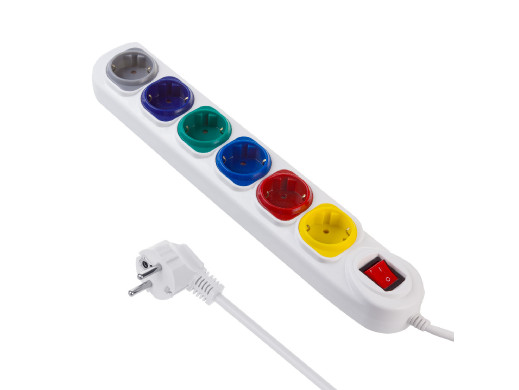 Listwa zasilająca Maclean, przedłużacz 6 gniazd, z włącznikiem, 250VAC/10A, 1.5m, MCE509 W