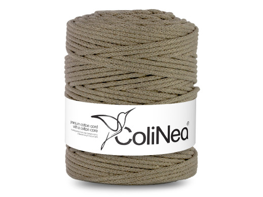 ColiNea, sznurek bawełniany z rdzeniem bawełnianym, pleciony, 5mm, 200m, ciemny beżowy
