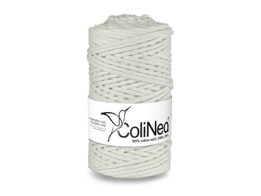ColiNea, sznurek bawełniany z rdzeniem bawełnianym, pleciony, 3mm, 100m, biały
