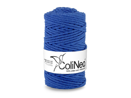 ColiNea, sznurek bawełniany z rdzeniem bawełnianym, pleciony, 3mm, 100m, ciemny niebieski
