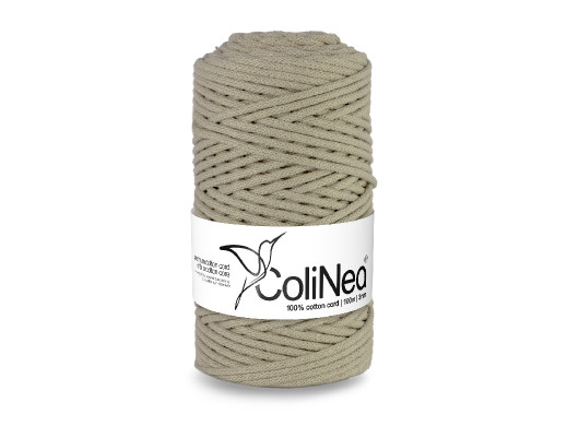 ColiNea, sznurek bawełniany z rdzeniem bawełnianym, pleciony, 3mm, 100m, jasny beżowy
