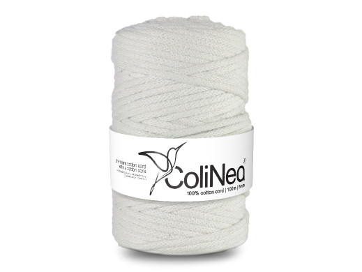 ColiNea, sznurek bawełniany z rdzeniem bawełnianym, pleciony, 5mm, 100m, biały
