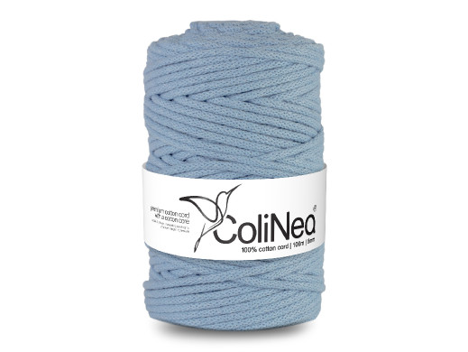 ColiNea, sznurek bawełniany z rdzeniem bawełnianym, pleciony, 5mm, 100m, błękitny
