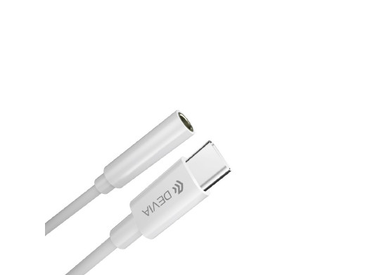 Adapter wtyk USB typu-C - gniazdo jack 3.5 stereo biały Devia