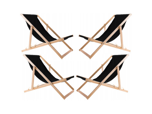  Zestaw 4 lezaków, czarnych, zmontowane, woodok