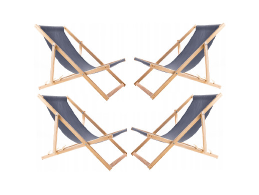 Zestaw 4 lezaków, szarych, zmontowane, woodok