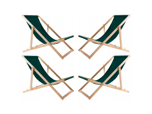 Zestaw 4 lezaków, zielonych, zmontowane, woodok