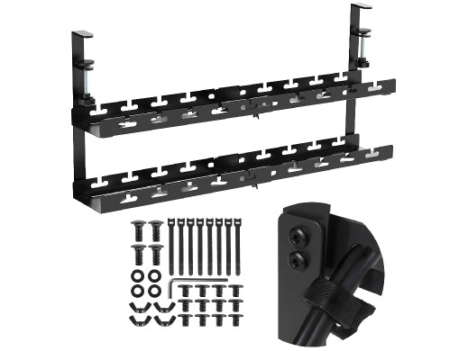 Organizer podbiurkowy na kable Maclean, max. obciążenie 5kg, max. 728mm, 2 poziomy, czarny, MC-102 B