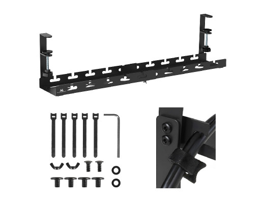 Organizer podbiurkowy na kable Maclean, max. obciążenie 5kg, max. 728mm, czarny, MC-103 B