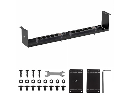 Kompaktowy organizer podbiurkowy na kable Maclean, max. obciążenie 5kg, czarny, MC-107 B