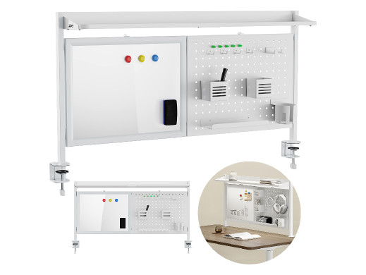 Przegroda biurkowa / organizer Ergo Office, max. obciążenie 10kg, biała tablica, szerokość 1116mm, biała, ER-301 W