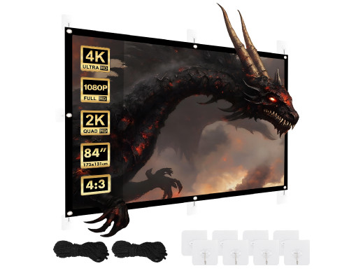 Ekran projekcyjny  Maclean, 86", 175x131cm, obramowanie 25mm 4:3, haczyki do naciągu, MC-166