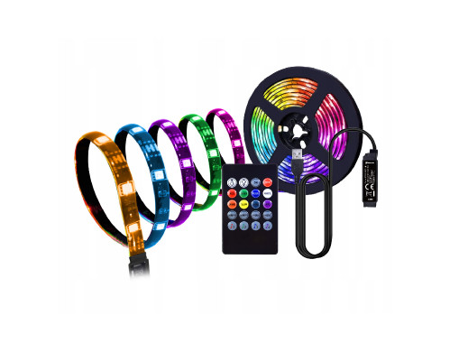 Taśma LED 5050 RGB 3m zasilanie 5V USB z pilotem do podświetlenia TV Vakoss