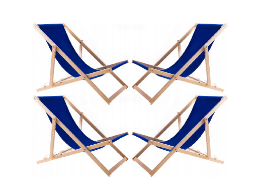 Zestaw czterech leżaków niebieskich, Woodok, zmontowany