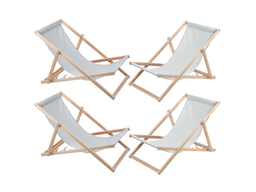Zestaw czterech leżaków jasny popiel, Woodok, zmontowany