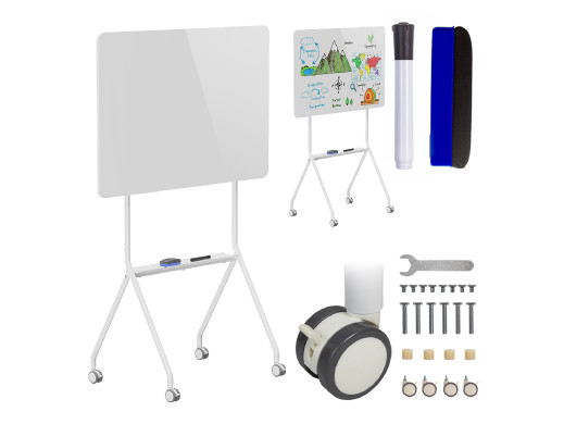 Mobilna tablica suchościeralna Ergo Office, orientacja pozioma, biała, jednostronna, z półką, wymiary tablicy 1190x790mm, ER-306