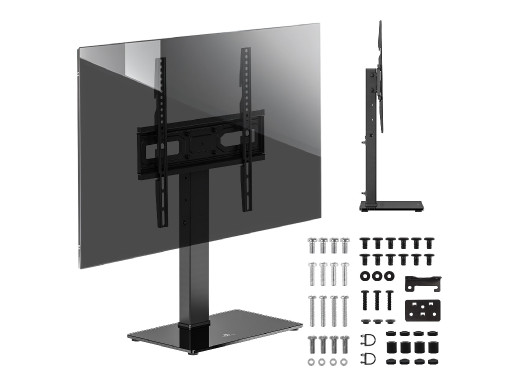 Uniwersalny stojak do TV Maclean, na szafkę RTV, podstawka, max.  40kg, max. VESA 400x400, regulacja wysokości i kąta, dla TV 32