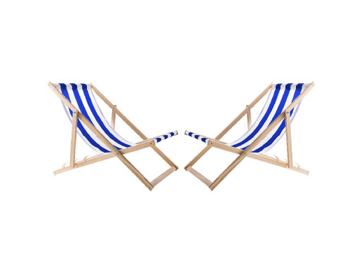 Zestaw 2 lezaków, niebieskie pasy, zmontowany, Woodok