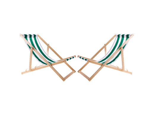Zestaw 2 lezaków zielone pasy, zmontowany, Woodok