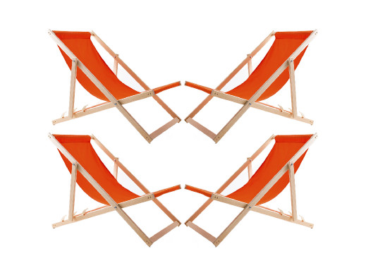 Zestaw 4 leżaków, pomarańczowy, zmontowany, Woodok
