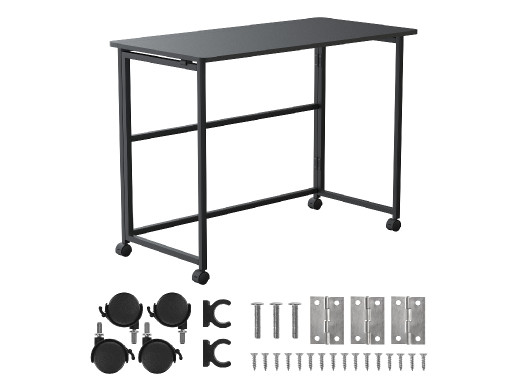 Składane biurko stolik Maclean, czarne, mobilne, 100x50cm, max. 50kg  MC-1250 B