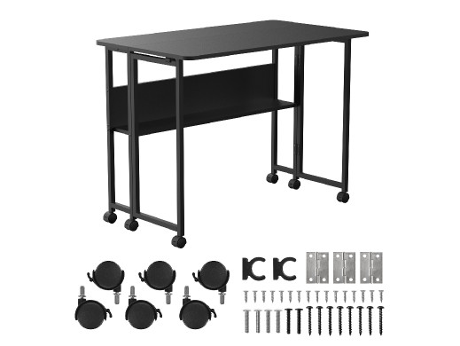 Składane biurko stolik Maclean, czarne, mobilne 100x58cm, max. 50kg, MC-126 B