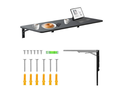 Składana półka / blat Maclean, czarna, 100x40cm, max 50kg, MC-128 B