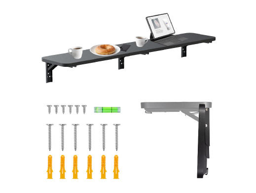 Składana półka / blat Maclean, czarny, 100x20cm, max. 50kg, MC-129 B