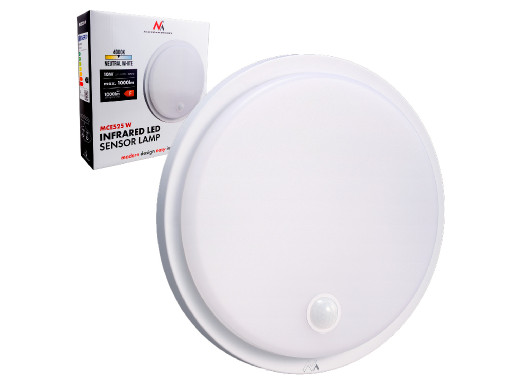 Lampa LED z czujnikiem ruchu Maclean , czujnik PIR, kolor biały, 10W, IP65, 1000lm, barwa neutralna,  MCE525 W